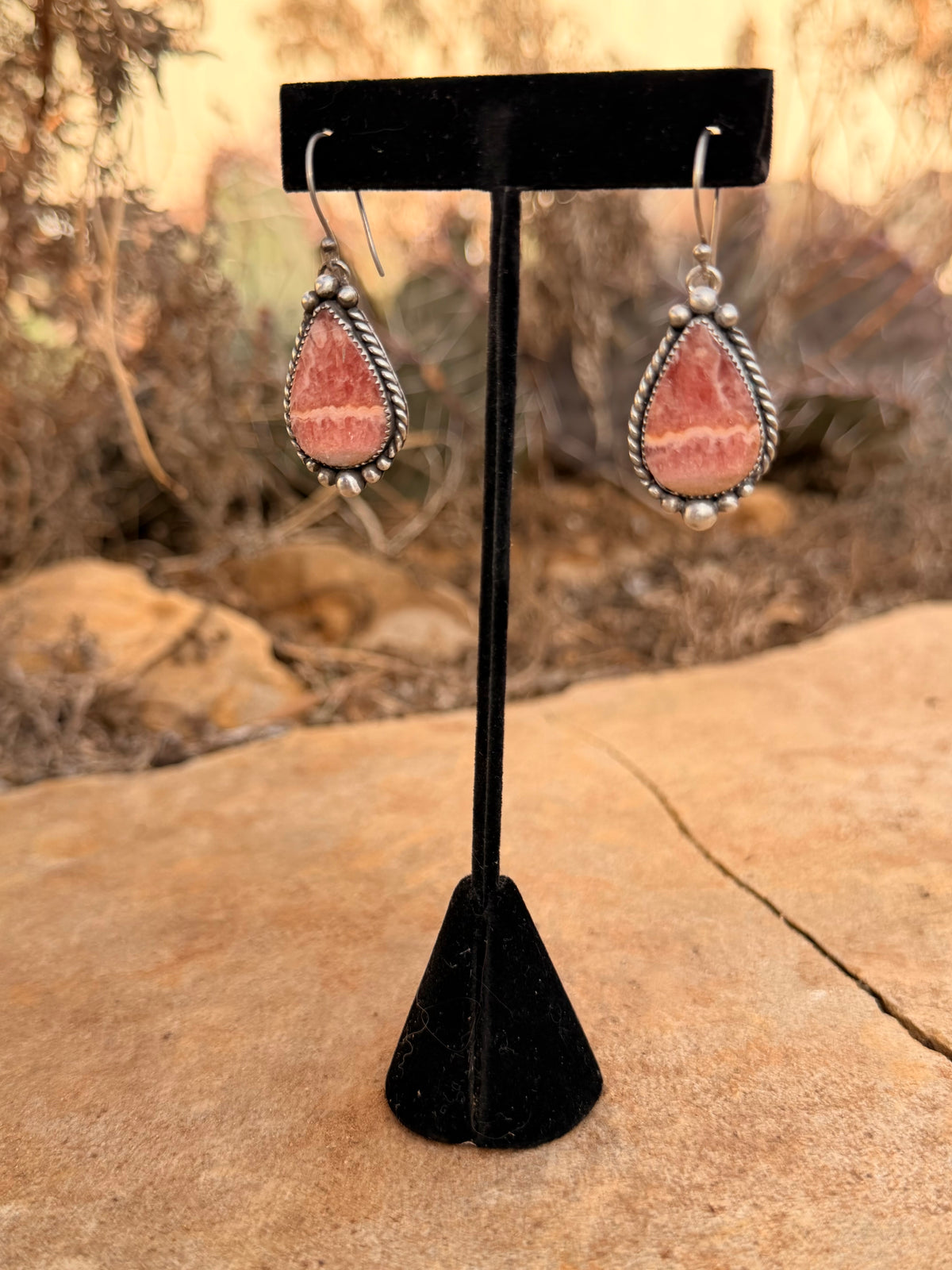 Pink Rhodochrosite Earrings
