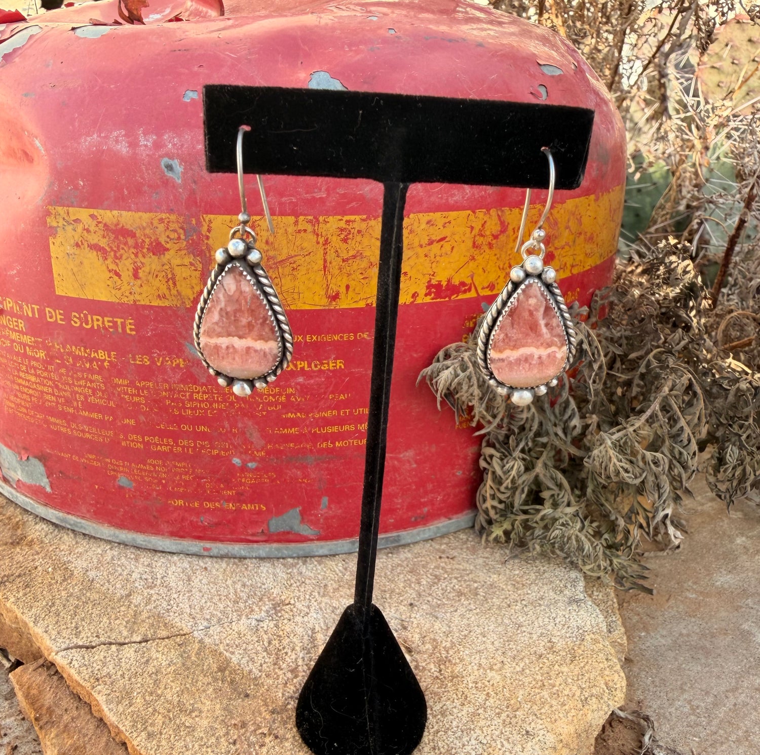 Pink Rhodochrosite Earrings