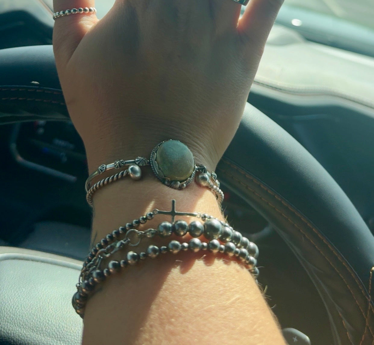 Navajo Pearl bracelet w/ Sterling Silver Cross Preorder (2-3 week estimate)