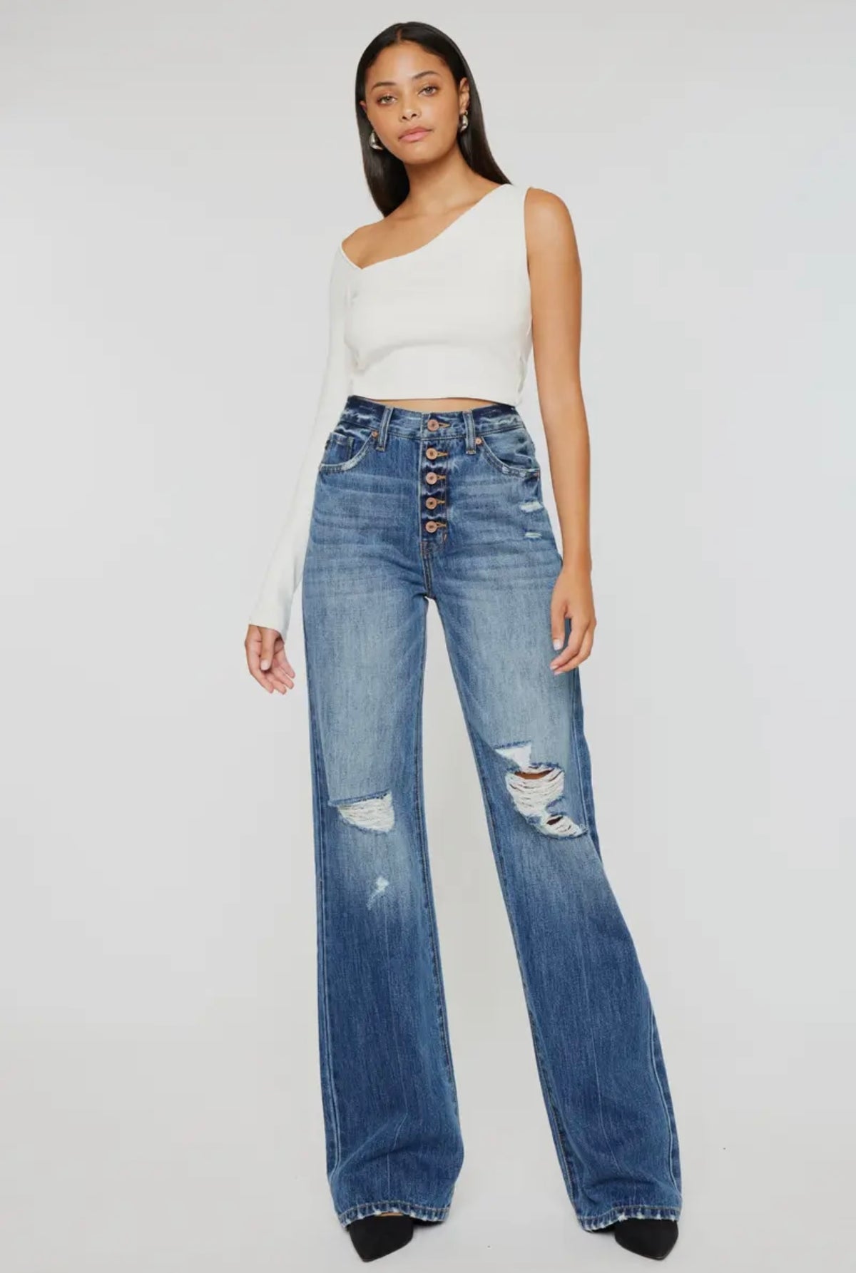 Ava Wide Leg Destructed Jean