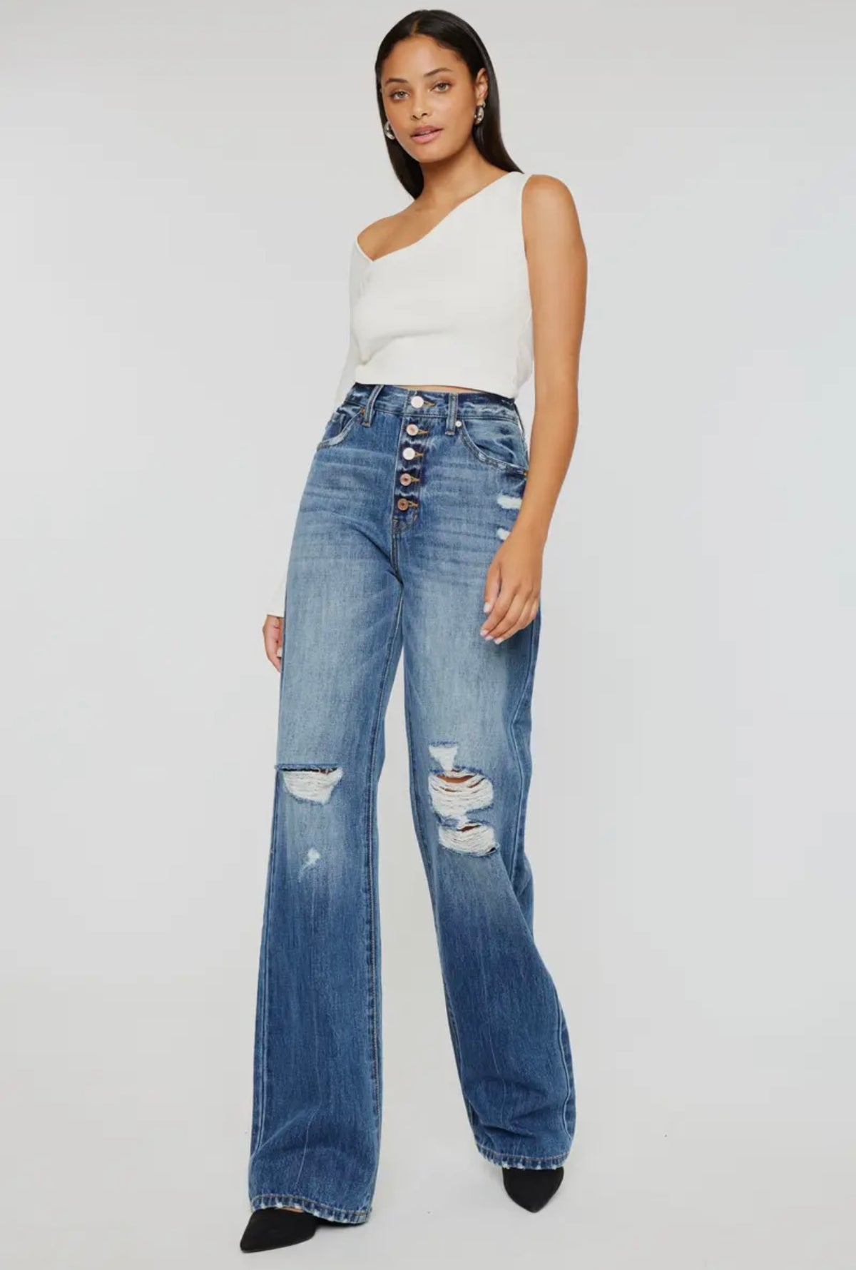 Ava Wide Leg Destructed Jean